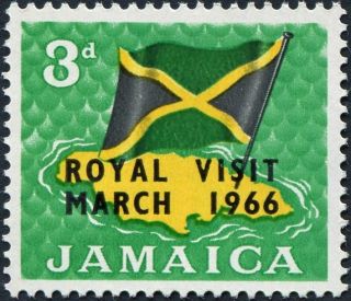 Jamaica 1966 3d Yellow,  Black And Emerald Sg248 Cv £0.  15 F Mh Postage photo