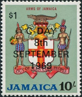 Jamaica 1969 $1 On 10s Multicoloured Sg291 Cv £1.  25 Vf Mh Postage photo