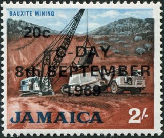 Jamaica 1969 20c On 2s Red - Brown,  Black And Light Blue Sg288 Cv £1.  50 Mh photo