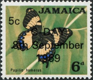 Jamaica 1969 5c On 6d Multicoloured Sg284 Cv £1.  25 F Mh Postage photo