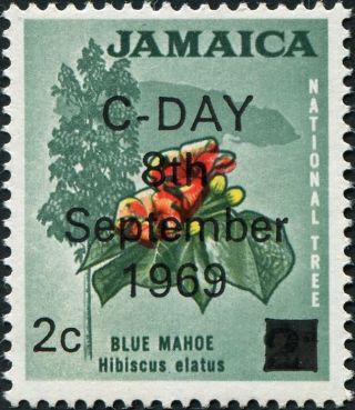 Jamaica 1969 2c On 2d Red,  Yellow And Grey - Green Sg281 Cv £0.  10 Mh Freep&p photo