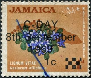 Jamaica 1969 1c On 1d Violet - Blue,  Deep Green And Light Brown Sg280 Cv £0.  10 Uh photo