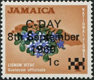 Jamaica 1969 1c On 1d Violet - Blue,  Deep Green And Light Brown Sg280 Cv £0.  10 Mh photo