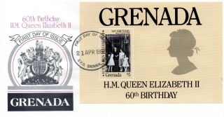 Grenada 1986 Hm The Queen 60th Birthday $5 Miniature Sheet First Day Cover Shs photo