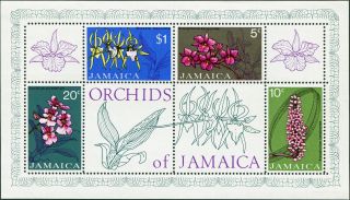 Jamaica 1973 5c - $1 Multicoloured Sgms379 Cv £4.  00 Vf Miniature Sheet photo
