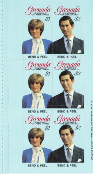 Grenada 1981 Royal Wedding Multi Value Booklet Pane photo