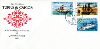 Turks & Caicos 1987/8 Queen 40th Wedding Anniversary First Day Cover photo