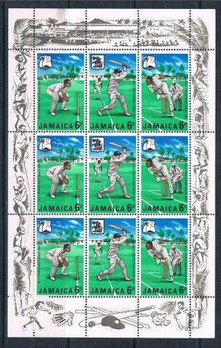 Jamaica 1968 Cricket Sheet Sg267/9 photo