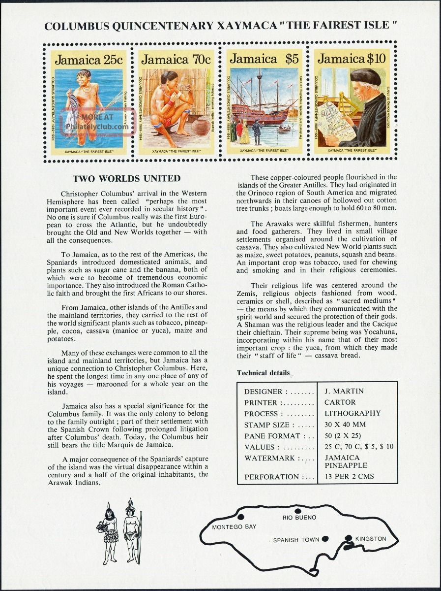 Jamaica 1989 25c - $10 Multicoloured Sgms754 Cv £17.  00 F Miniature Sheet Caribbean photo