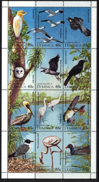 Dominica 1995 65c Birds Sheetlet Unmounted Sg.  Re:y60 photo