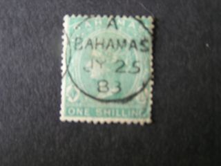 Bahamas,  Scott 23,  1/ - Value Blue Green,  1898 Qv Issue. photo