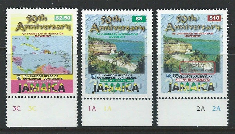 Jamaica 1997 Sc 865a - 865c Maps Flowers Caribbean photo