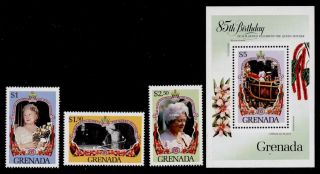 Grenada 1298 - 1301 Queen Mother,  85th Birthday,  Flowers photo
