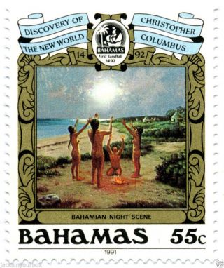 727 Single Bahamas,  Columbus,  Discovery Of The World 1492,  55 Ct Yr 1991 photo
