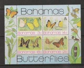 Bahamas 373a (sg Ms443) S/s Vf - 1975 3c To 21c Butterflies - Scv $12.  00 photo