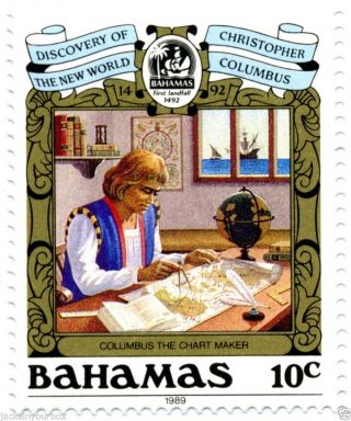663 Single,  Bahamas Discovery Of The World 1492,  Yr 1989,  10 Ct photo