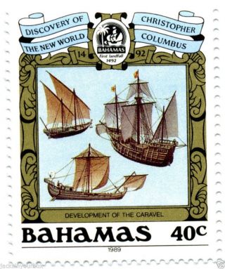 664 Single,  Bahamas Discovery Of The World 1492,  Yr 1989,  40 Ct photo