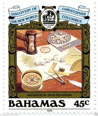 665 Single,  Bahamas Discovery Of The World 1492,  Yr 1989,  45 Ct photo