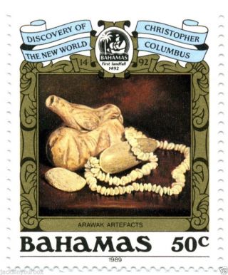 666 Single,  Bahamas Discovery Of The World 1492,  Yr 1989,  50 Ct photo