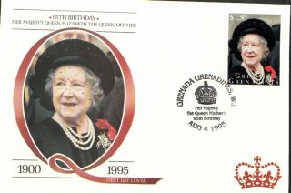 (15733) Queen Mother Fdc: 95th Birthday - Grenada Grenadines 1995. photo