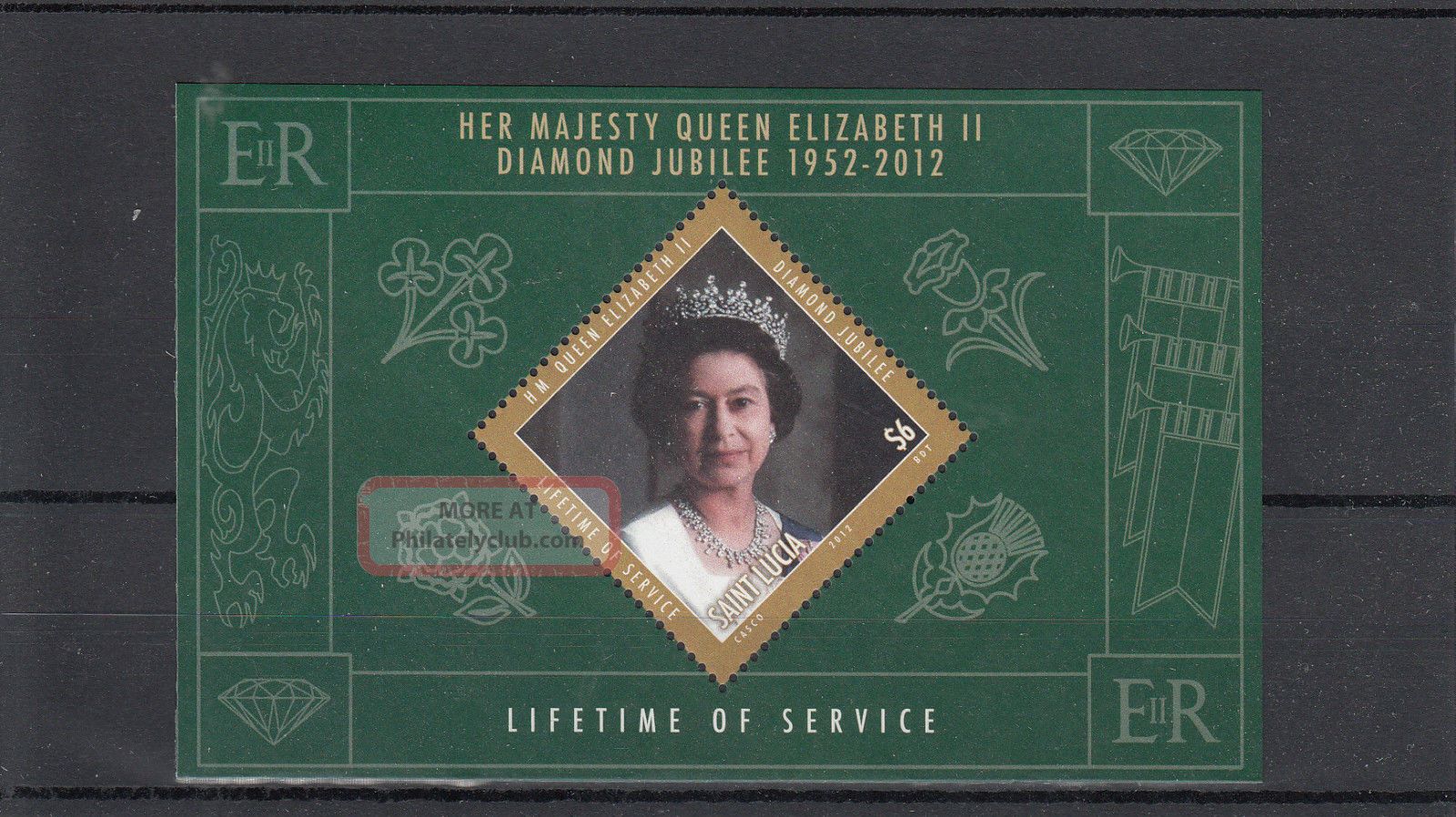 St Lucia 2012 Diamond Jubilee 1v Sheet Queen Elizabeth Ii Lifetime Service Caribbean photo