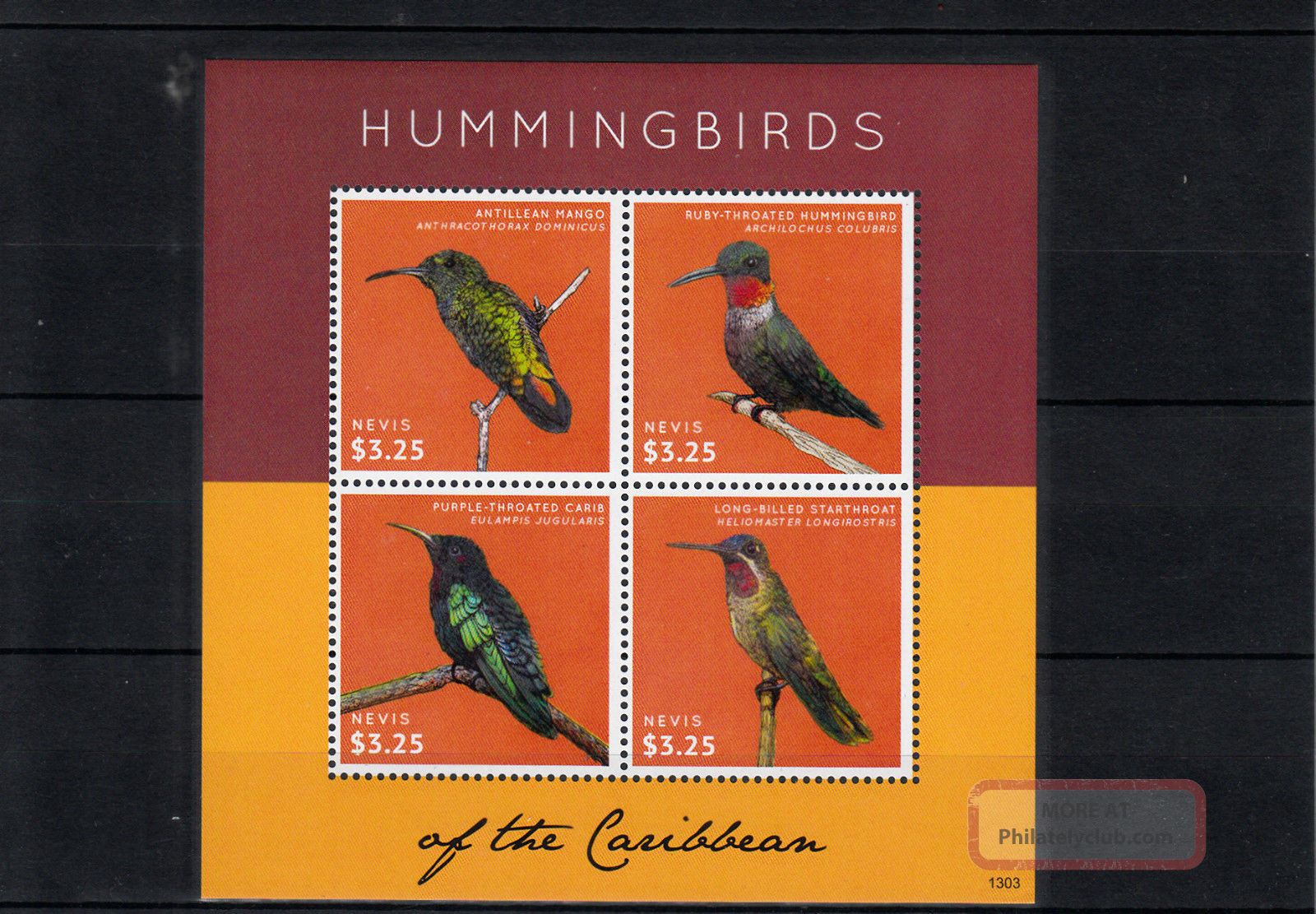 Nevis 2013 Hummingbirds Of Caribbean 4v Sheetlet Antillean Mango Birds Caribbean photo