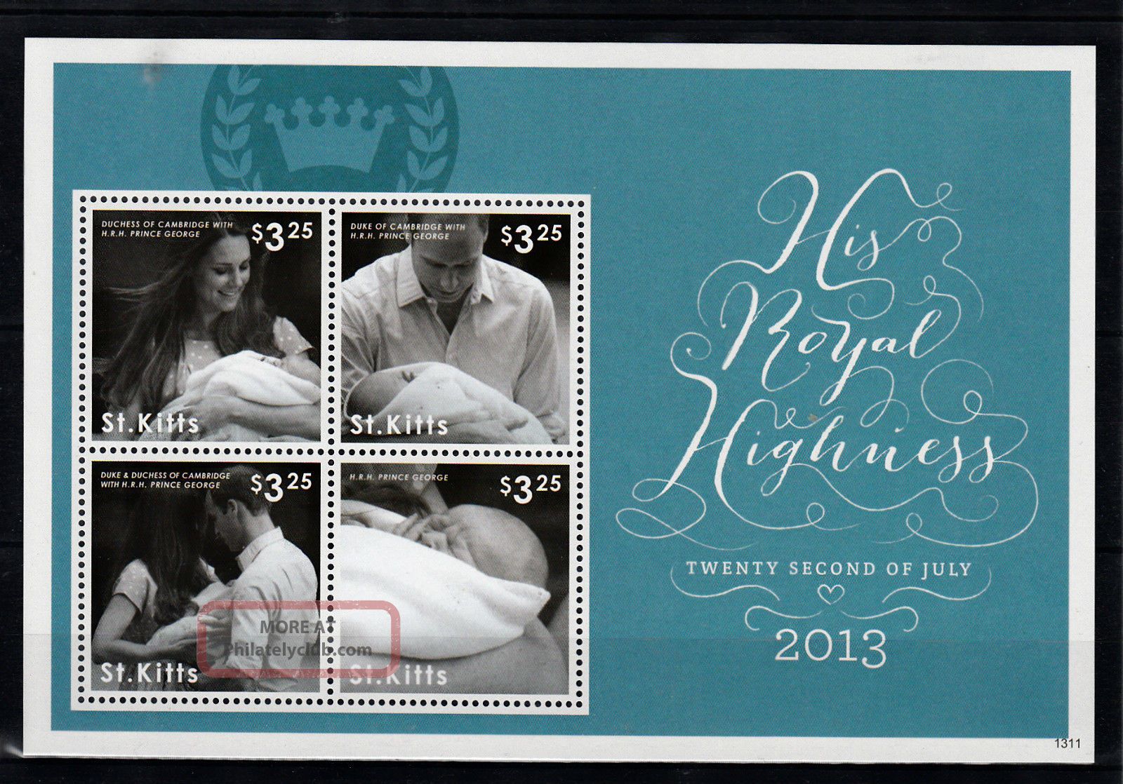 St Kitts 2013 Birth Prince George Royal Baby 4v M/s William Kate Middleton Caribbean photo