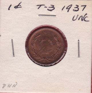 Mex 1937 Unc Bronze Cent 20mm Km415 (mm14) photo