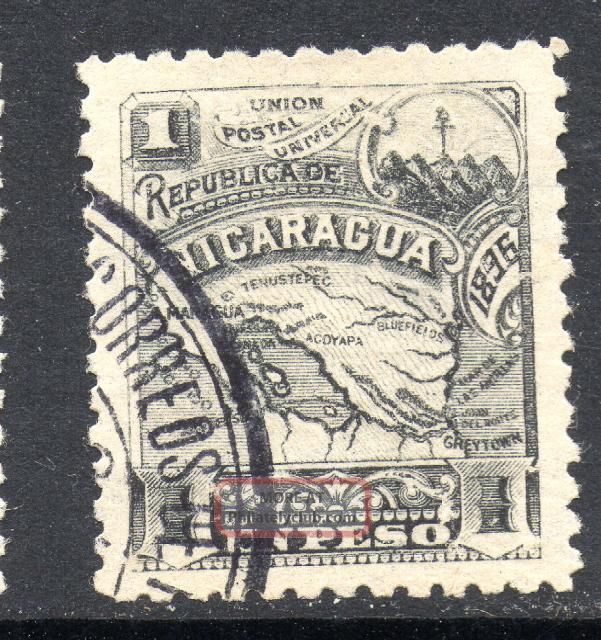 (h270) Nicaragua 1896 Seebeck 1 Peso Postally Latin America photo