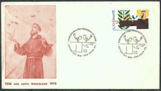 1976 Brazil Saint Francis Of Assisi Franciscan Order Cacheted Cover photo