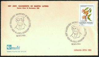 1983 Argentina Martin Lutero 500th Anniversary His Birth Special Cover 2 photo