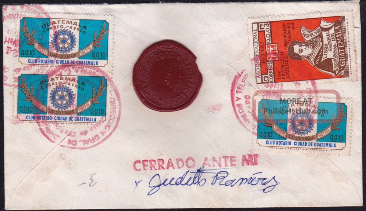 Guatemala 1976 Registered - Insured Cover,  One Wax Seal From Quezaltenango (ws111) Latin America photo