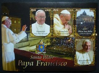 Peru 2013 Pope Francis Pope Benedict Holy Fathers S/s photo