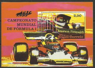 Brazil.  1972.  Emerson Fittipaldi ' S Victory Miniature Sheet.  Sg: Ms1411. . photo