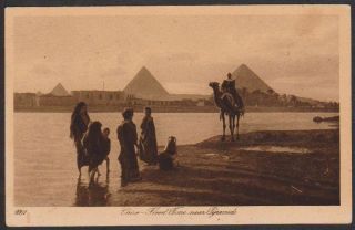 Egypt 1928 Post Card ' Flood Time Near Pyramids ',  Hilwan To Switzerland,  G/fu photo