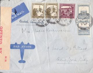 Palestine (pre - Israel) 1940 Airmail Censored Cover To Us photo