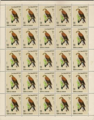 Umm Al Qiwain Uae 1968 Falcons (1.  50 Riyals) Airmail Sheet Of 25 (sg Appdx) photo
