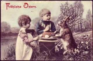 Germany Post Jaffa 1911 Israel / Palestine Postcard To Haifa Caifa Easter Bunny photo