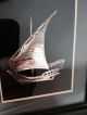 Antique Saudi Arabia Islamuc Arabic Solid Silver Boat In Black Frame Hallmarked Middle East photo 1