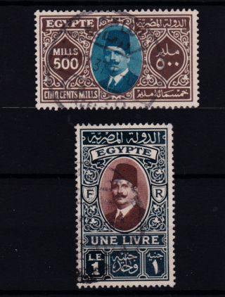 Egypt 1927 King Fuad High Values (500 Mills & One Pound) photo