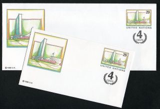 United Nations York 1991 Small & Large Format 4c Surcharged Envelopes photo