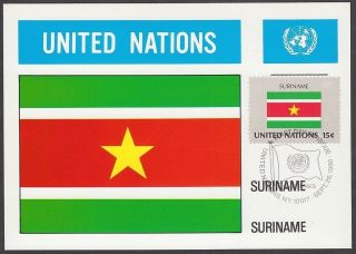 United Nations 1980 Maxicard - Flags Of Member Nations - Suriname photo
