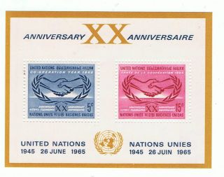 United Nations 1965 Co - Operation Year Mini - Sheet - Nh photo