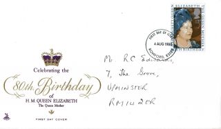 4 August 1980 Queen Mother 80th Birthday Mercury First Day Cover Romford Fdi photo