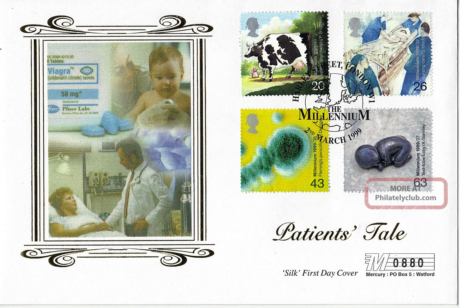 2 March 1999 Patients Tale Mercury Silk Limited Edition First Day Cover Shs Organizations photo
