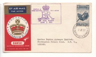 Commemorative Cover Qe2 Coronation Day Air Mail Flight Papua & Guinea photo