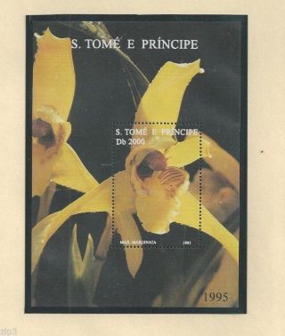 St Thomas & Prince Islands 1995 S/s W/ 1 Orchid Flower Stamp Sc 1183 photo
