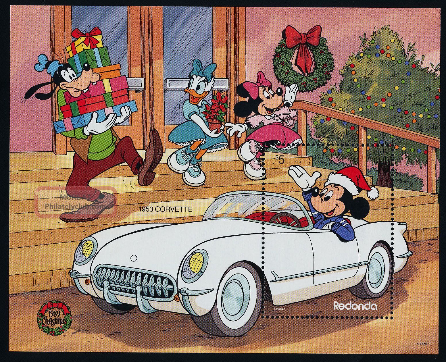 Redonda Souvenir Sheet - Disney,  Christmas 1986,  Fabulous 50 ' S Cars Topical Stamps photo
