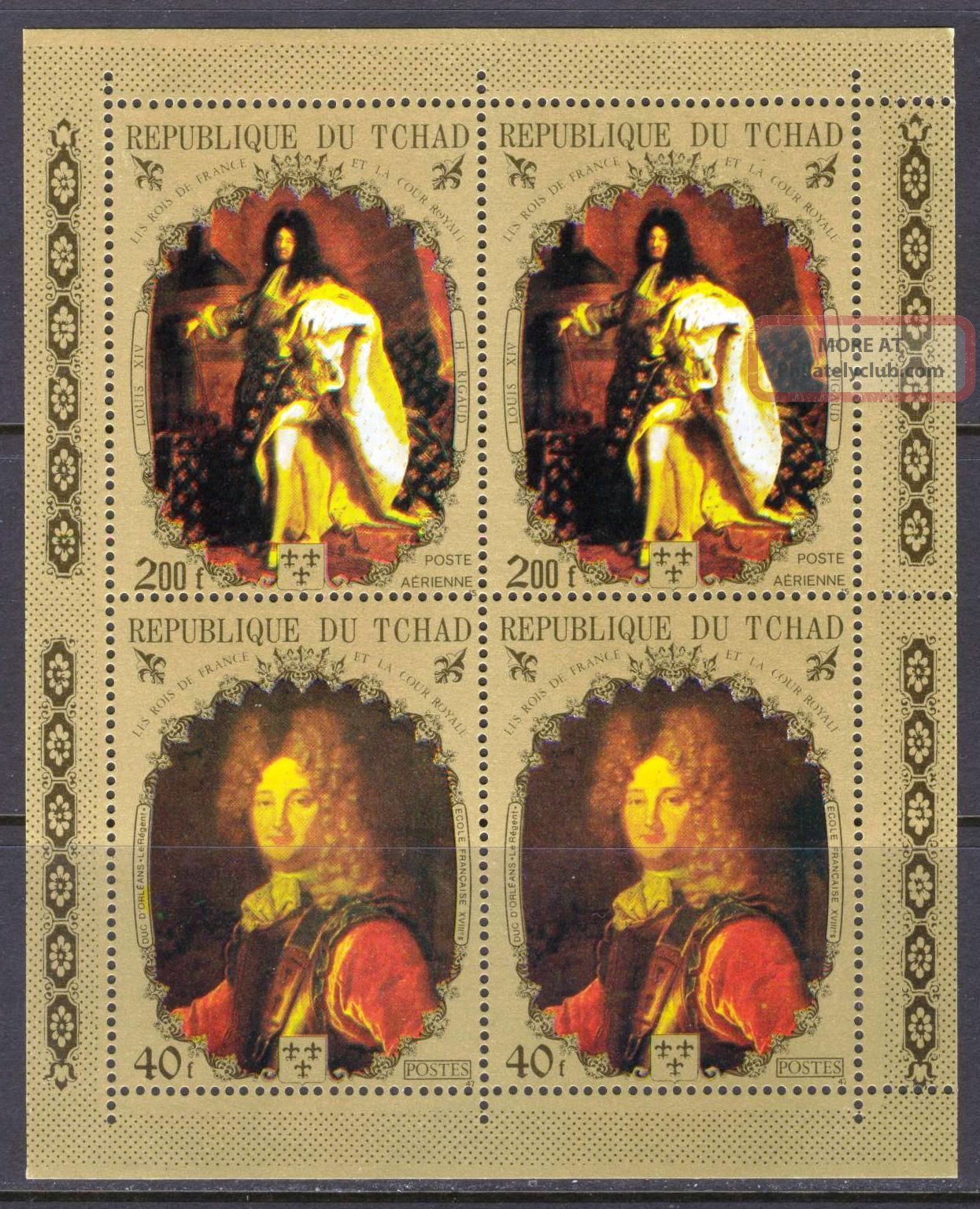 Chad 1971 Art Painting French Royality Rigaud French Scool Sheet Of 4 Topical Stamps photo