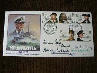 1989 Signed Bradbury Cover: Mountbatten,  Signed By 4 Admirals,  Royal Navy photo
